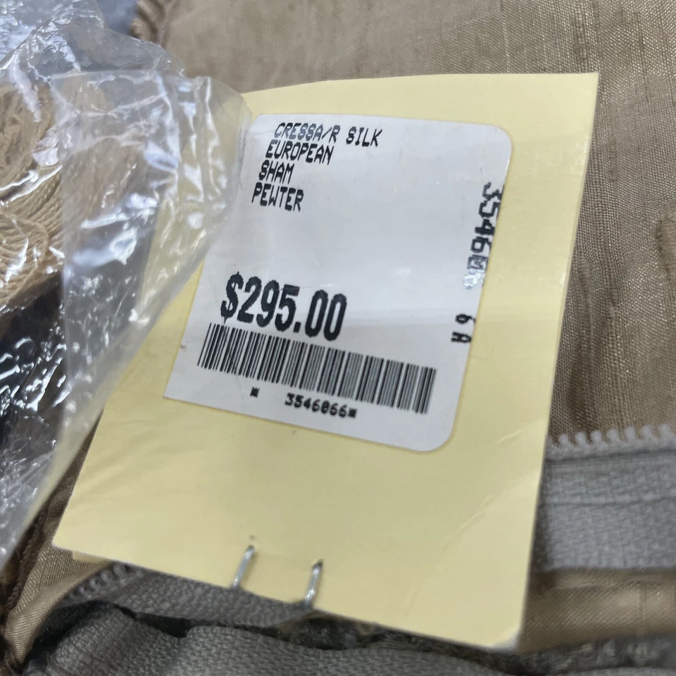 Fino Lino Pillow Shams Pewter Silk India Set of 2 Euro 25x25 One King 19x33 NWT - Image 3 of 4