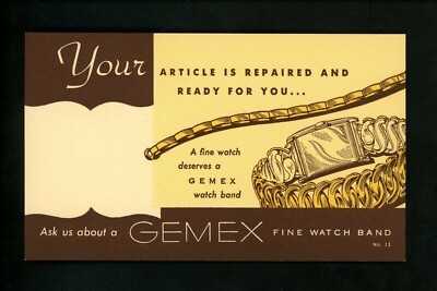 Advertising Vintage postcard Gemex Fine Watches jewelry