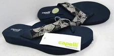 Capelli New York Navy Blue Rhinestone Accent Flip Flops. New.
