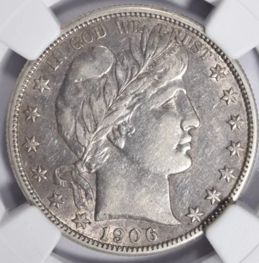 MEDIO DÓLAR BARBERO 1906-S ~ ¡BONITO BRILLO ORIGINAL NGC XF45! Foto 3 de 4
