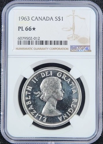 Prooflike Silver 1963 Canada $1 Dollar | NGC PL66* Star