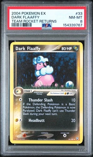 2004 POKEMON EX TEAM ROCKET RETURNS #33 DARK FLAAFFY PSA 8