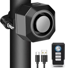 Bike Alarm Rechargeable Wireless Waterproof Anti-Theft Vibration System w Remote