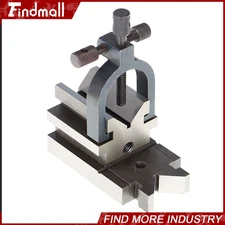 Findmall Hardened Steel 3-1/2" x1-7/8" x1-7/8" Angle V-Block WITH Clamp 1 Set