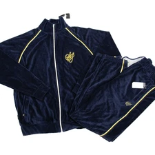 Sean John Vintage Navy Gold Velour Track Suit Zip Jacket Pants Set Mens L Y2K