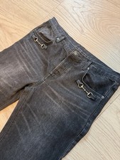 Gucci Denim Cotton Jeans With Horsebit Detail Dark Grey by Denma