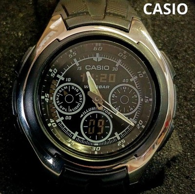 Casio AQ 163 Unisex World Time Quartz Wristwatch 43mm Black Resin Case