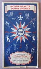 1940s Pure Oil Company Pathfinder Advertising & Map North & South Dakota Photos