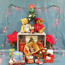 Teddy Bear Vintage Christmas Decor Lot Candoliers, Plush, Figures, Ornaments