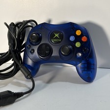 Original Xbox Controller S-Type Clear Blue Genuine OEM w/ Breakaway Cable