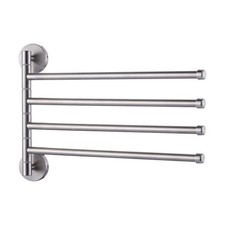 13 in. Wall Mounted Swivel 4-Arm Towel Bar Bath Hardware Accessory