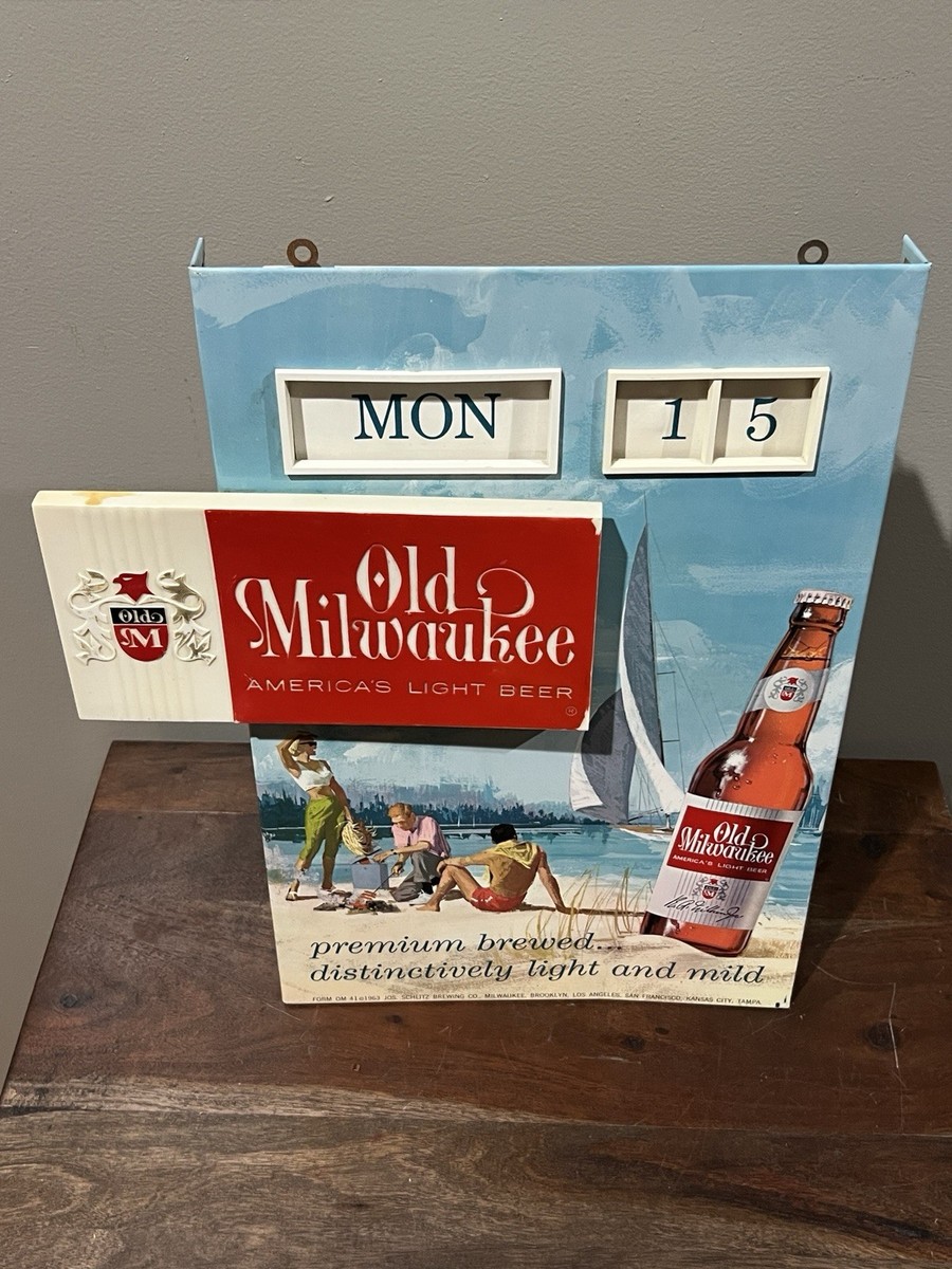 Rare 1963 Vintage OLD MILWAUKEE Beer Countertop Calendar Bar