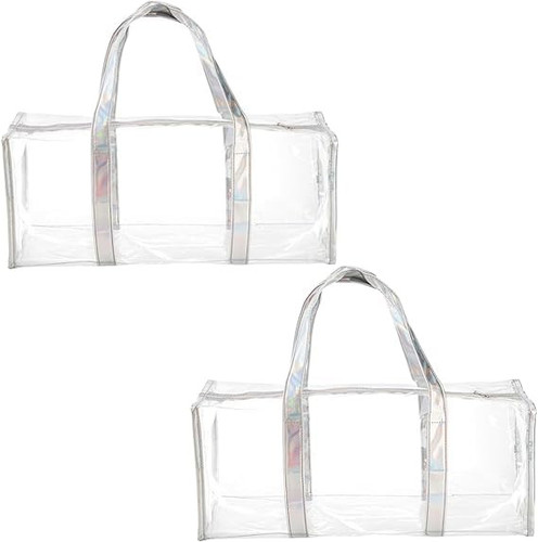 2 Pack Clear Duffle Bag for Women, Heavy Duty Sports Tote Gym Bag, Large PVC ...