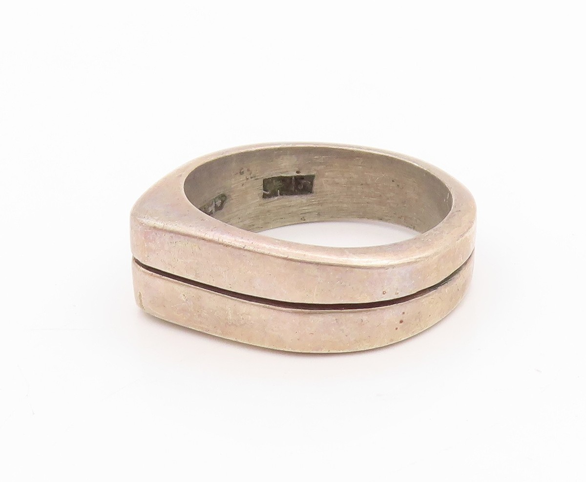 925 Sterling Silver Vintage Ring MEXICO Minimalist Grooved