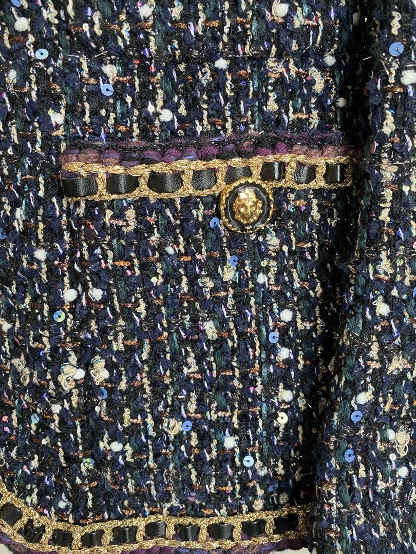 Chanel Coco Button Tweed Jacket Multicolor Chain Trim 38 | eBay