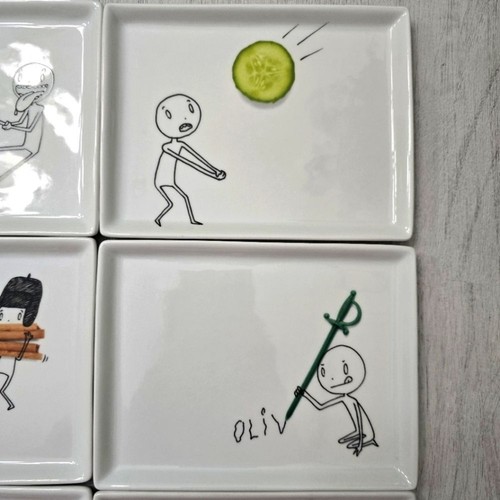 Crate & Barrel OLIVER Ceramic Appetizer Snack Plates Set of 6 CB2 2011 2012 - Imagen 5 de 7