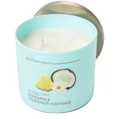 1 PINEAPPLE COCONUT COTTAGE 3-Wick Goodness & Grace Fragranced Candle 14.5 Oz