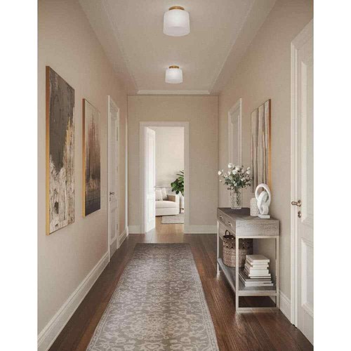 Progress Lighting Adley 8.62 in. Satin Brass Etched Opal Glass Flush Mount Light - Picture 7 of 12