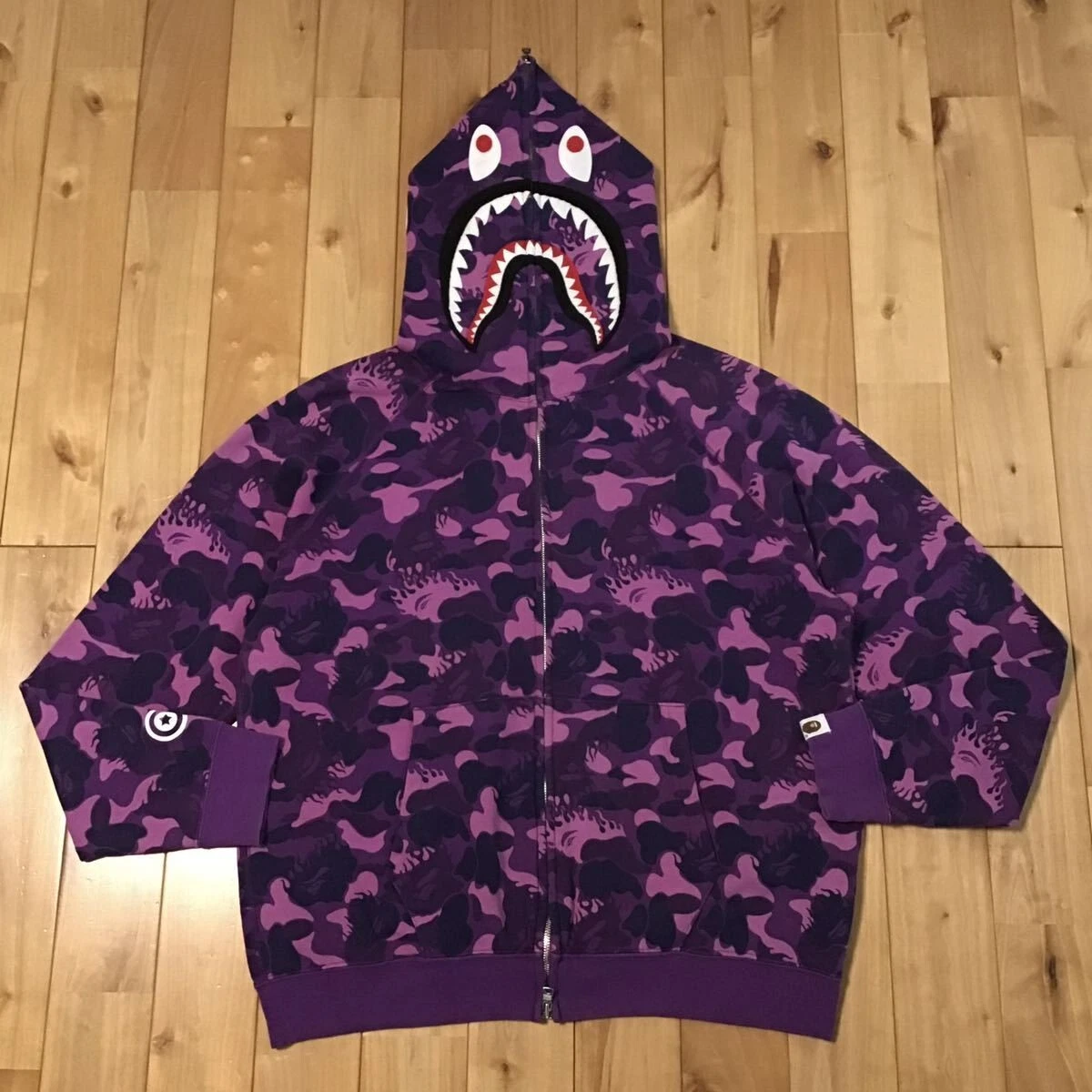 Purple Camo Shark Bape Hoodie Excellent Depop, 58% OFF