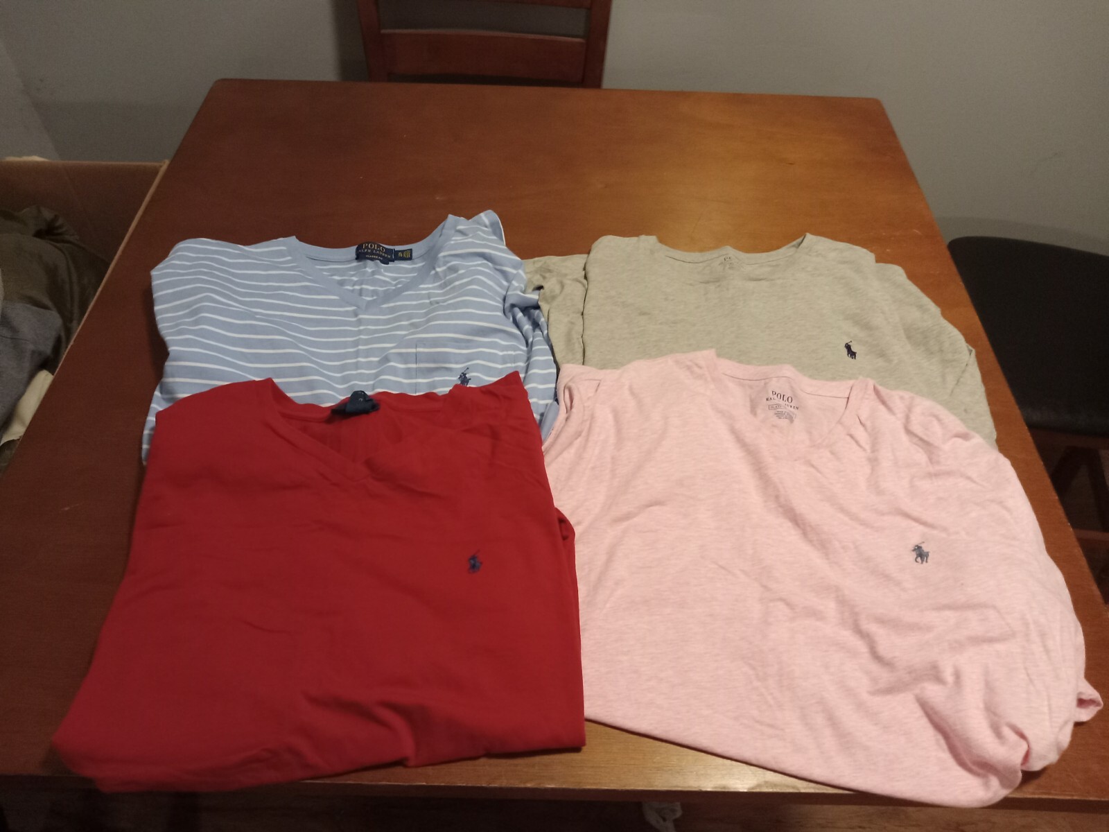 Lot Of 4 Polo Ralph Lauren Mens Size XL T-Shirt Tees V Neck Classic Fit