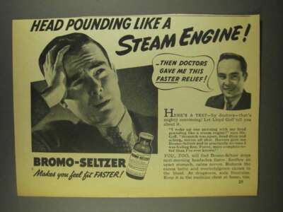 1936 Bromo-Seltzer Medicine Ad - Head Pounding