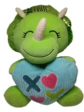 Triceratops Plush Holding Heart Xoxo