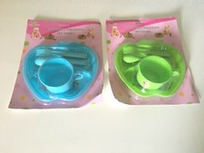 2x4tlg. Baby Geschirr Set Kinder Ess Geschirrset Teller Löffel Gabbel Schale Neu