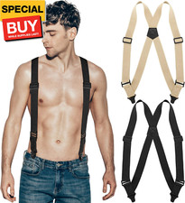 2 Pcs Side Clip Suspenders for Men Under Clothing Hidden Airport Friendly Suspen