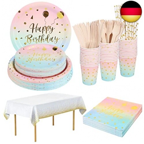 Partygeschirr Set, Geburtstag Party Geschirr, Pappteller Kindergeburtstag Set - Bild 1 von 7