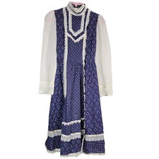 Gunne Sax Jeunes Filles by Jessica Girls 6 VTG Prairie Rose Bud High Neck Lace