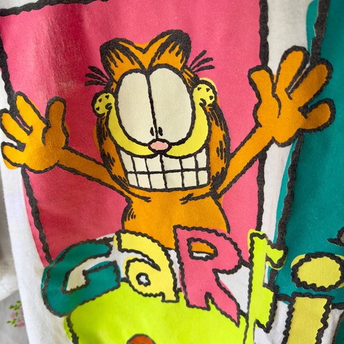 Vintage Garfield Neon Block Cartoon Tee Sun Sportswear 18W Made in USA 90s Style - Picture 10 of 13