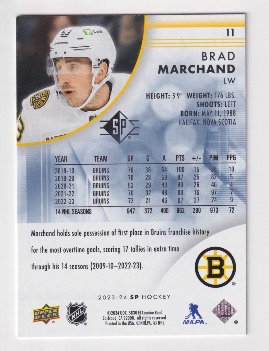 2023-24 Upper Deck SP BLUE PARALLEL #11 BRAD MARCHAND Boston