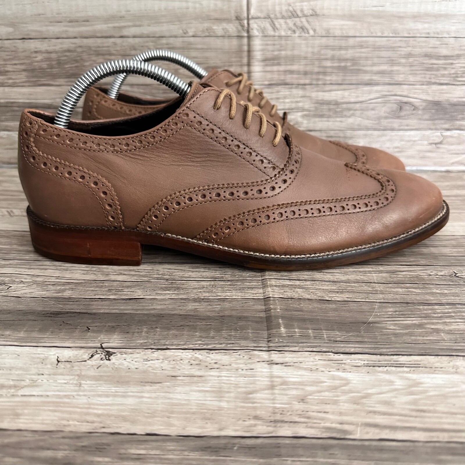 SAOLA Scarpe eleganti Cole Haan Oxford a coda di rondine da uomo 8 5 in pelle marrone Derby Brogue C11564