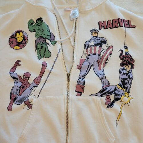 Marvel Avengers zip up graphic hoodie/Sweat Shirt Youth/Teen Sz XL/XG/TG White - Picture 2 of 10