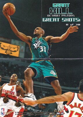 1997-98 NBA Hoops Great Shots Grant Hill Mini Poster #8 - Detroit