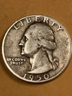 1950 P Washington Quarter-90% Silver. Vintage ￼