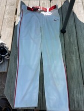 Nike Men s Large Swingman Dri-FIT Piped Baseball Pants - White/Red Stripe W/Belt
