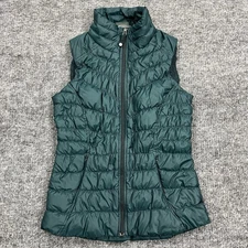 Athleta Puffer Vest Womens Small Green Goose Down Hike Camping Ski Casual