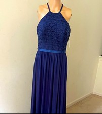 NWT David’s Bridal Blue Diamond Cut Maxi Lace Dress Size 10