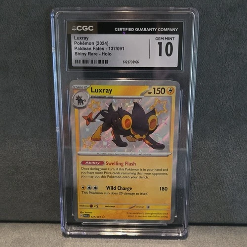 Pokémon Luxray 137/091 SV Paldean Fates Shiny Rare Holo CGC 10 2024