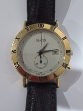 Gucci 3800 Jr Gold Chronograph Swiss Watch Auth Fresh Battery Serviced Date COA