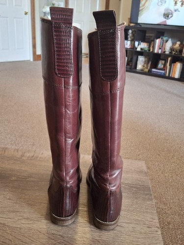 Liz Claiborne Womens Riding Boots Sz 6.5 M Brown Leather Low Heel Snakeskin - Picture 3 of 6