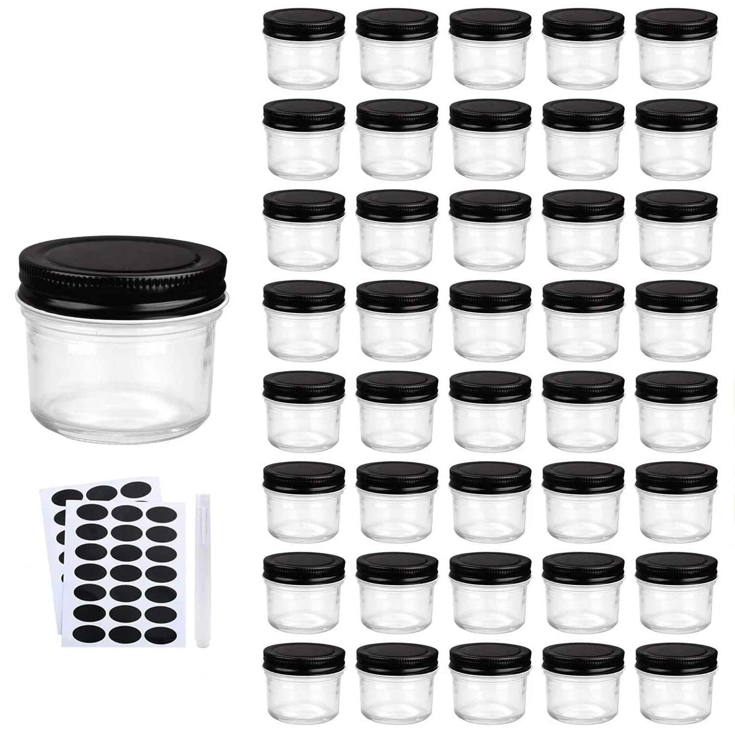 4oz Glass Mason Jars with Lids, Mini Canning Jars for Honey, Jam, Spice, 40 Pack