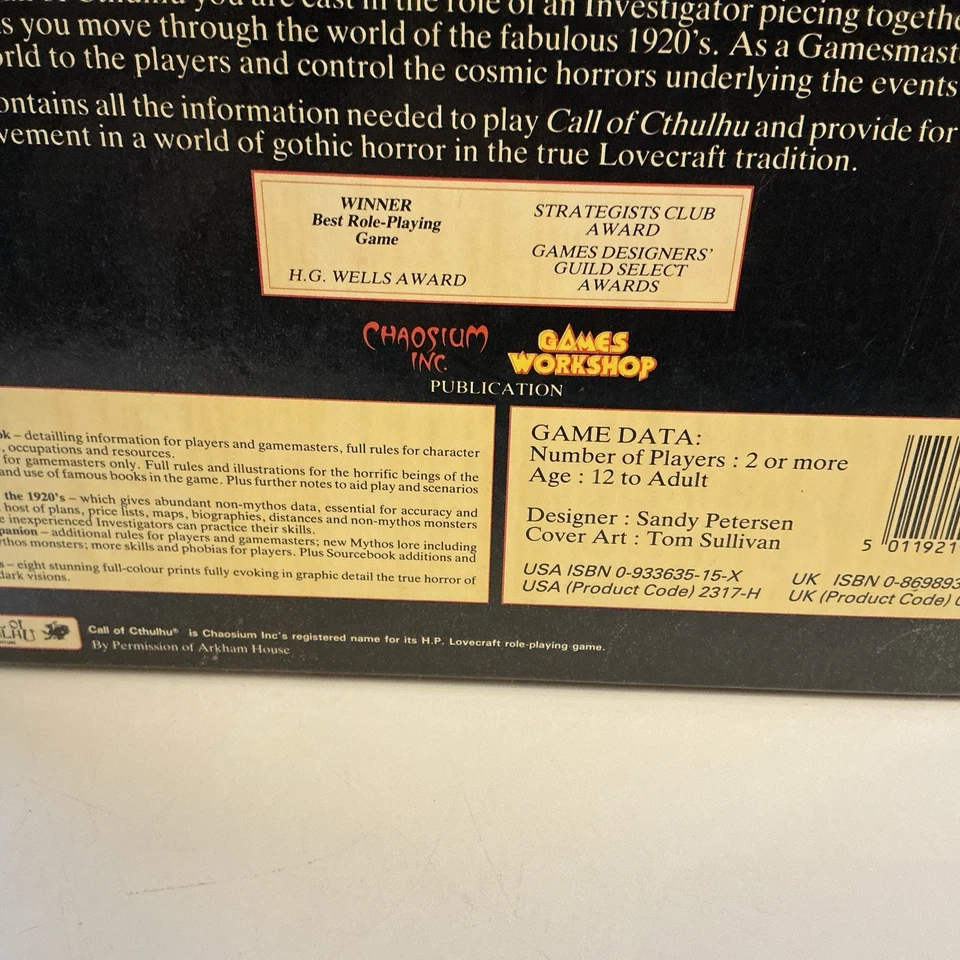 Call of Cthulhu HP Lovecraft Role Playing Game 1986 Third Edition Hardcover OOP - Image 4 of 4