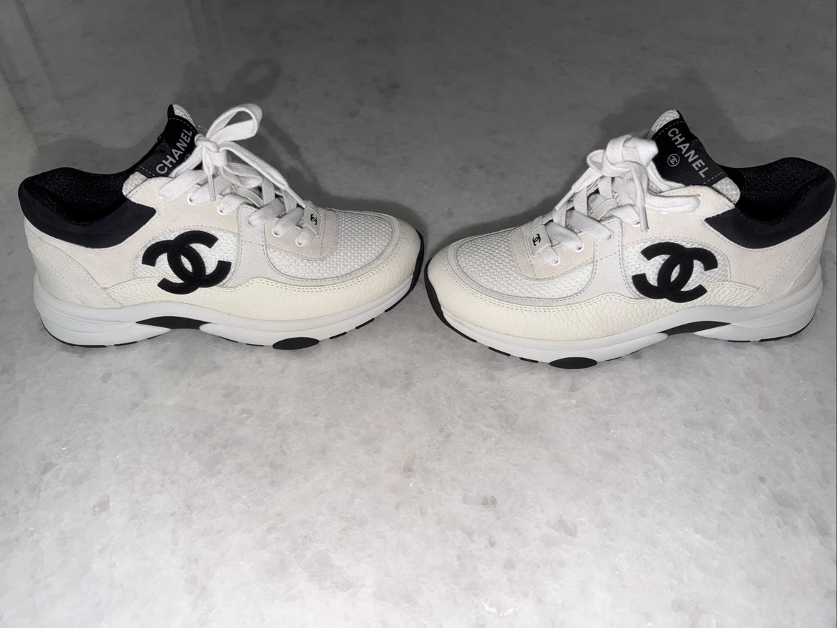 Chanel CC Logo Sneaker Black White W for sale | eBay