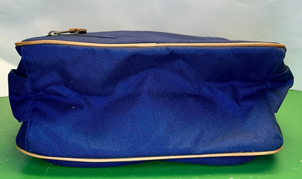 Bolso de Viaje LL Bean Vintage Azul Marino Lona Equipaje Borde de Cuero Excelente Estado Foto 3 de 4
