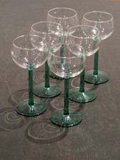 6 Vintage MidCentury Luminarc France Green Romer gerader Stiel Hock Weingläser