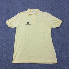 VIntage Stedman Polo Shirt Mens Medium Yellow NAPA Logo Made In USA