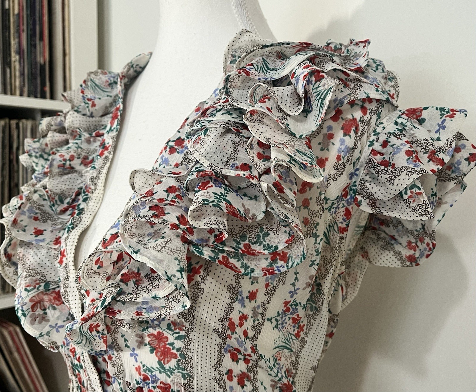 Y2K Twenty One Ruffle Boho Prairie Cottage Floral Tie Back Mini Dress Women’s S