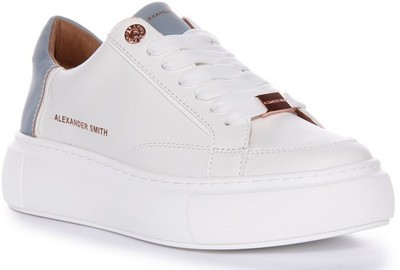 ALEXANDER SMITH Eco Greenwich Plateau Damen Trainer IN Weiß Blau EU 36-42